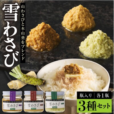 北海道十勝芽室町 雪わさび ビン入り3種(白だし味・しょうゆ味・みそ味)me011-008c