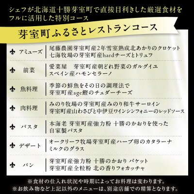 【代々木公園　フレンチ】パティナステラ【芽室町特産品コース】お食事券1名様 me061-048-1