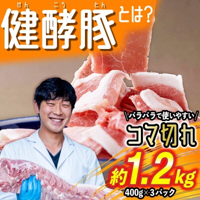 北海道産健酵豚 小間切れ 計1.2kg(400g×3パック)