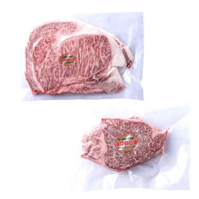 北海道産 黒毛和牛 みついし牛 A5サーロイン&ヒレステーキ 約400g 2枚 (各1枚) 