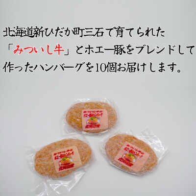 北海道産 黒毛和牛 みついし牛 と ホエー豚 のハンバーグ10個 計1kg