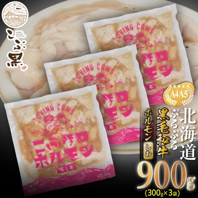 北海道産 黒毛和牛 こぶ黒 しおホルモン 計900g(300g×3パック)【LC】