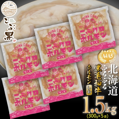 北海道産 黒毛和牛 こぶ黒 しおホルモン 計1.5kg(300g×5パック)【LC】