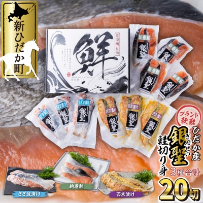 北海道産ブランド鮭 銀聖の切り身3種 計20切(2切入×10パック)