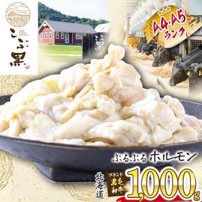 北海道産 黒毛和牛 こぶ黒 ぷるぷるホルモン 計1kg(500g×2)パック