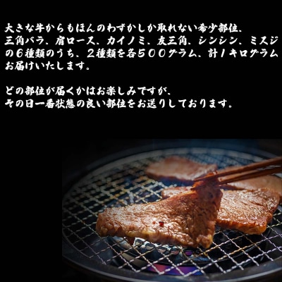 北海道産 黒毛和牛 こぶ黒 A5焼肉希少部位 1kg(2種類500g×2)