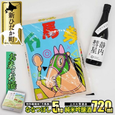 北海道産特別栽培米ななつぼし万馬券5kg&上川大雪酒造純米吟醸静内彗星 ギフトセット