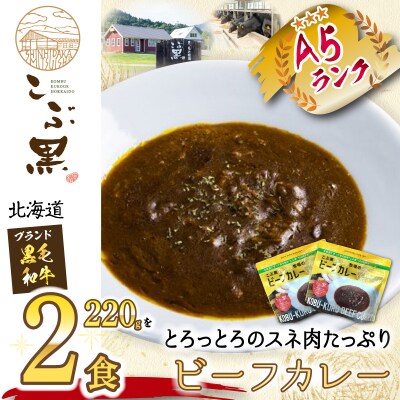 北海道産 黒毛和牛 こぶ黒 A5 ビーフカレー220g×2パック 