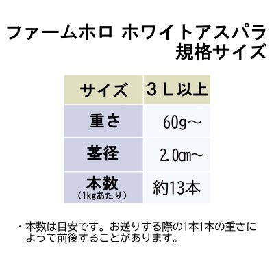北海道産ホワイトアスパラガス 3Lサイズ 以上1kg