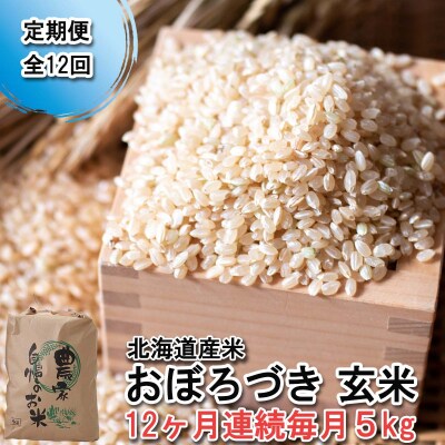< 定期便 12回 > 北海道産 希少米 おぼろづき 玄米 5kg 北海道 新ひだか町