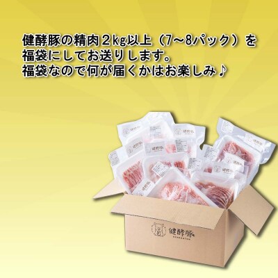 <定期便12回>北海道産健酵豚 お楽しみ福袋(精肉詰め合わせ) 毎月各2kg以上(7～8パック)