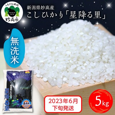 【2023年6月下旬発送】新潟県妙高産こしひかり「星降る里」5kg無洗米