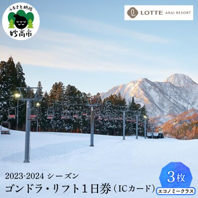 ロッテアライリゾート2023-2024シーズンゴンドラ・リフト1日(ICカード)エコノミークラス3枚