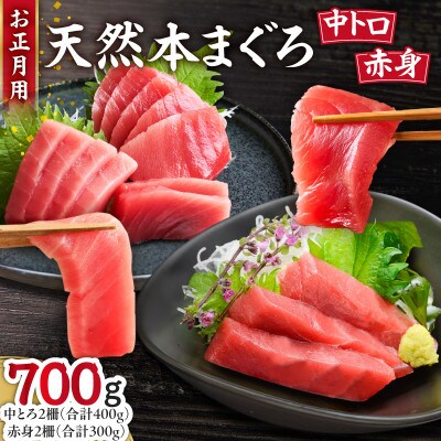【お正月用B】天然本まぐろ 中とろ2柵・赤身2柵(年内発送)