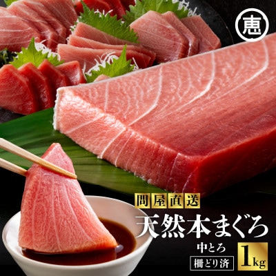 まぐろ専門の老舗問屋からお届け!とろける!上質 天然本まぐろ中トロ1kg!三崎港から 海鮮丼