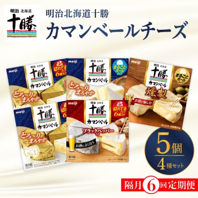 【隔月6回定期便】明治北海道チーズ カマンベール4種5個セット 計6回 me003-068-k6c