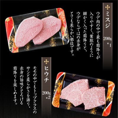 A5鹿児島黒毛和牛希少部位ステーキセット600g　K002-003