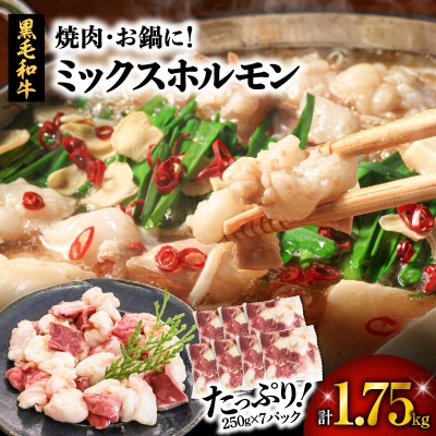【生産者おすすめ】焼肉・お鍋に!ミックスホルモン1.75kg　K002-005_cp