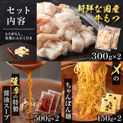 【 生活応援 鹿児島うんまか豚ロースハム1P付き 】 期間限定 寺師の国産牛もつ鍋セット 4～5人前