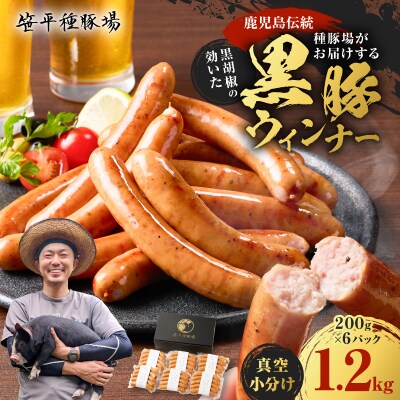 種豚場がお届けする鹿児島伝統の黒豚 黒胡椒の効いた黒豚ウインナー　K125-002
