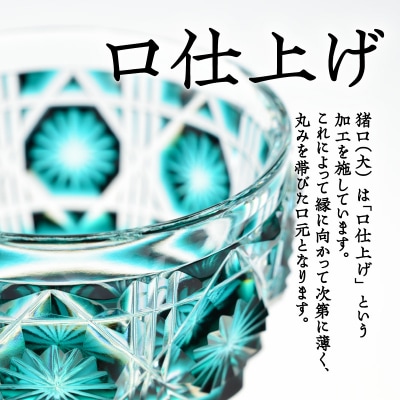 島津薩摩切子　猪口(大) cut18 藍　K010-001_1
