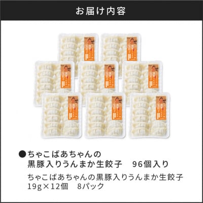 ちゃこばあちゃんの黒豚入りうんまか生餃子　96個入り　K027-002