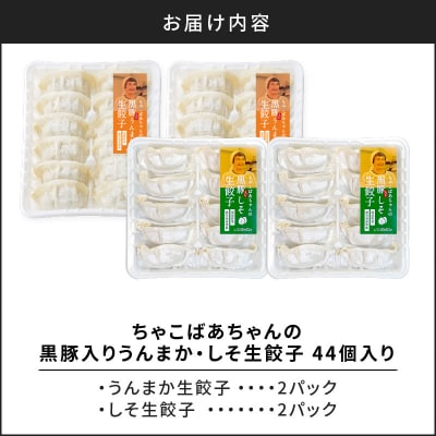 ちゃこばあちゃんの黒豚入りうんまか・しそ生餃子 計44個入り　K027-004