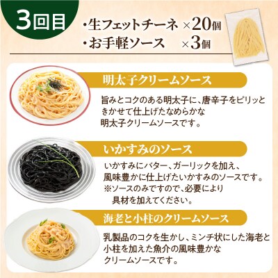 【3ヶ月定期便】生フェットチーネ20個　お手軽ソース3個付き　K036-T08