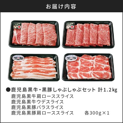 鹿児島黒牛・黒豚しゃぶしゃぶセット 計1.2kg(A-1501)　K127-001