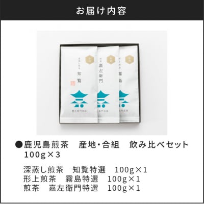 鹿児島煎茶産地・合組飲み比べ 3袋　K112-001