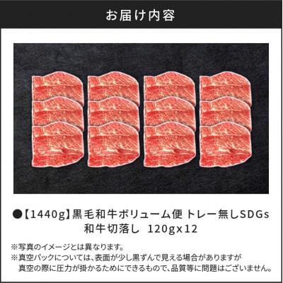 【1440g】黒毛和牛ボリューム便 トレー無しSDGs　K086-021
