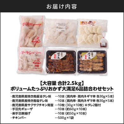 【大容量合計2.5kg】ボリュームたっぷりおかず大満足6品詰合わせセット　K219-002