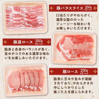 【 期間限定 特別価格 】鹿児島県産豚3種1.5kg/バラ・肩ロース・ロース　K002-026