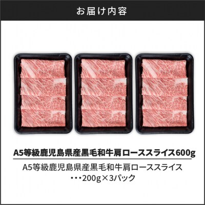 A5等級鹿児島県産黒毛和牛肩ローススライス600g　K002-029