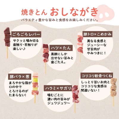 鹿児島県産黒豚串～焼きとん～【ヘルシー希少部位6本セット計30本(生冷凍)】 特製スパイス塩付き
