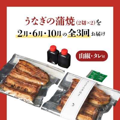 【全3回2・6・10月 定期便】うなぎ料理専門店松重 上/うなぎ蒲焼2切 1尾×2　K019-T09