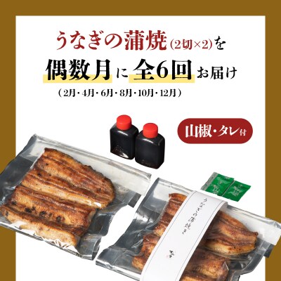 【全6回偶数月】うなぎ料理専門店「松重」並/うなぎ蒲焼2切(1尾)×2パック　K019-T15