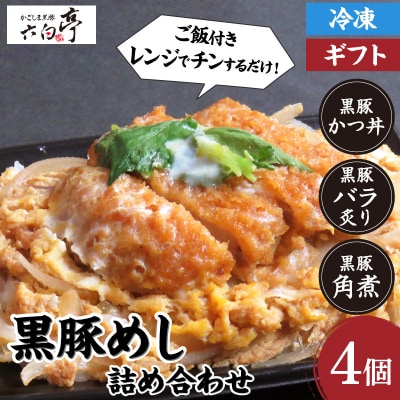 【かごしま黒豚 六白亭】黒豚めし詰合せ　4個　K163-003