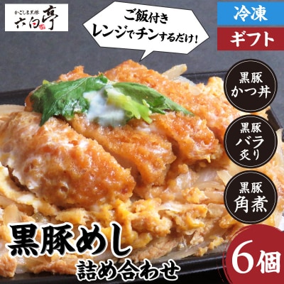 【かごしま黒豚 六白亭】黒豚めし詰合せ 6個　K163-004
