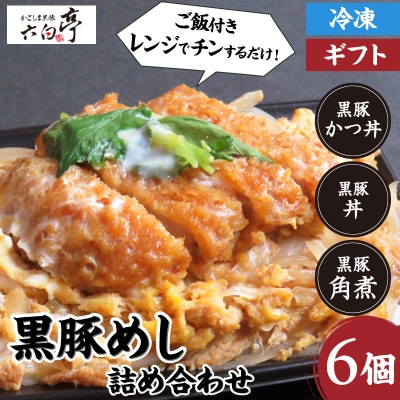 【かごしま黒豚 六白亭】黒豚めし詰合せ 6個　K163-004
