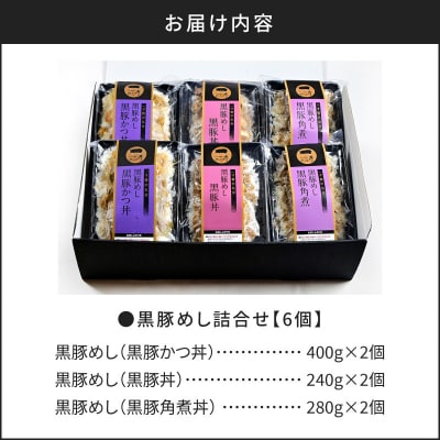 【かごしま黒豚 六白亭】黒豚めし詰合せ 6個　K163-004