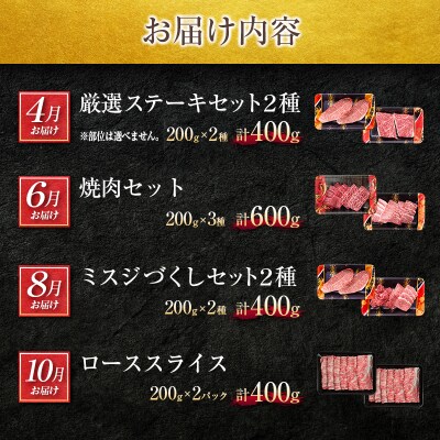 【全4回】A5等級!鹿児島県産黒毛和牛食べ尽くし定期便　K208-T03