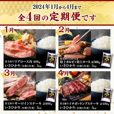 【全4回】特選お肉とお米定期便　K000-T2327