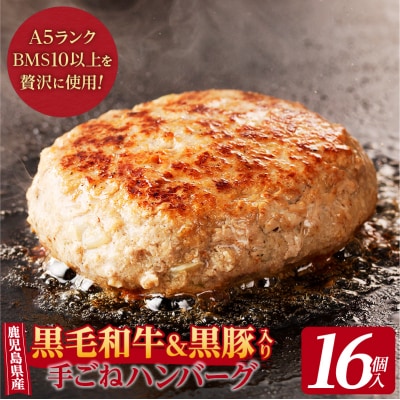 【肉旅】鹿児島県産黒毛和牛&黒豚入り手ごねハンバーグ16個入　K235-001_02