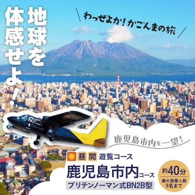 【昼間遊覧飛行】鹿児島市内コース　ブリテンノーマン式BN2B型(大人9名まで)　K222-FT007