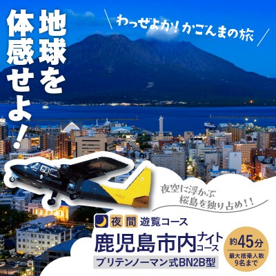 【夜間遊覧飛行】鹿児島市内ナイトコース　ブリテンノーマン式BN2B型(大人9名)K222-FT010