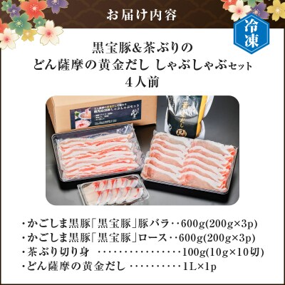 【 期間限定 生活応援 】黒宝豚&茶ぶり　どん薩摩の黄金だししゃぶしゃぶセット(4人前)