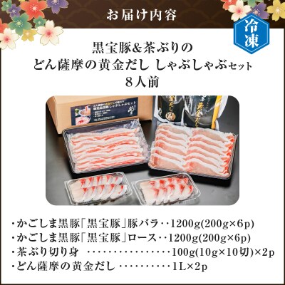 【 期間限定 生活応援 】黒宝豚&茶ぶり　どん薩摩の黄金だししゃぶしゃぶセット(8人前)