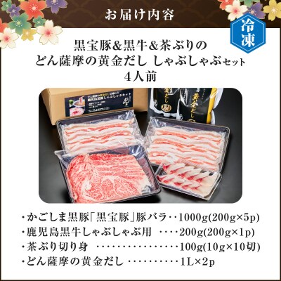 黒牛&黒豚&茶ぶり切り身のどん薩摩の黄金だししゃぶしゃぶセット(4人前)　K227-006_01