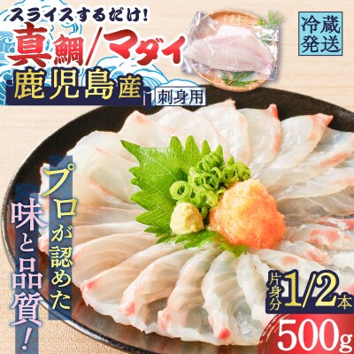 鹿児島産　スライスするだけ!真鯛(マダイ)刺身用 片身分 500g　K100-008